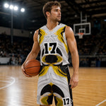Custom Basketball Jersey and Shorts Set - Action Pose on Basketball Court | Our Phoenix Rise