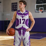 Custom Purple Basketball Jersey & Shorts - Full Body Action Pose | Our Phoenix Rise