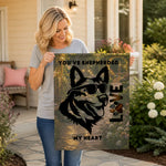German Shepherd Garden Flag - Lifestyle scene with pathway | Our Phoenix Rise