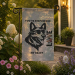 German Shepherd Garden Flag - Lifestyle scene in sunny garden | Our Phoenix Rise