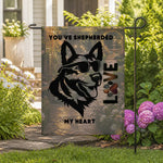 German Shepherd Garden Flag - Lifestyle scene with blurred background | Our Phoenix Rise
