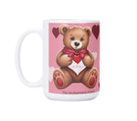 Mug with a teddy bear design on a pink background