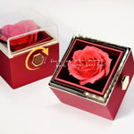 Rotating Preserved Rose Jewelry Gift Box - Red Box with Rotating Drawer Detail | Our Phoenix Rise
