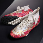 High Top Athletic Track Spikes - Orange Broken Nail Turf Pattern | Our Phoenix Rise