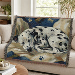 Dalmatian Dog Woven Blanket - Cozy Living Room Scene with Spotted Dog Throw | Our Phoenix Rise