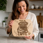Decorative Pug Dog Cutting Board - Handheld size demonstration | Our Phoenix Rise