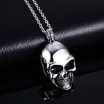 Polished Skull Pendant Necklace - Angled Front View With Link Chain | Our Phoenix Rise