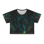 Dark Fantasy Dragon Crop Top - Front View Teal and Black - Detail 12 | Our Phoenix Rise