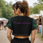Dark Fantasy Dragon Crop Top - Lifestyle Model Front View | Our Phoenix Rise
