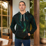 Dark Green Dragon Print Pullover Hoodie - Flat Lay Side View | Our Phoenix Rise