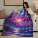 Purple Cloud Pattern Throw Blanket - Human cozy use on couch | Our Phoenix Rise
