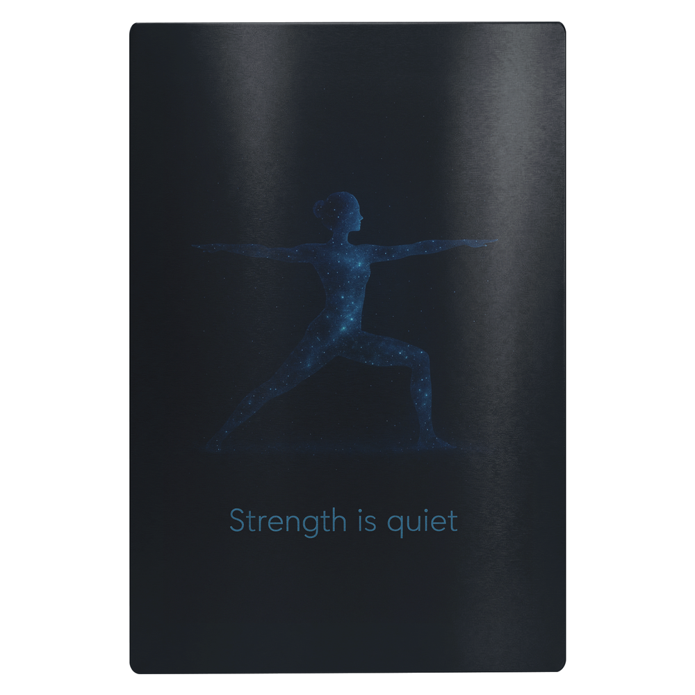 Glossy Aluminum Yoga Art Panel – Minimalist Metal Print Meditation Room Decor