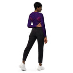 Purple Long Sleeve Sparkle Print Crop Top - Model showcasing design | Our Phoenix Rise