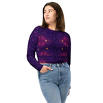 Purple Long Sleeve Sparkle Print Crop Top - Model standing front view | Our Phoenix Rise
