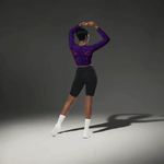 Purple Long Sleeve Sparkle Print Crop Top - Model back view studio shot | Our Phoenix Rise