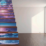 Ocean Stair Riser Decals | Purple Sunset Stair Stickers - Iron Phoenix GHG