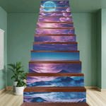 Ocean Sunset Stair Riser Decals - overall mural art view | Our Phoenix Rise