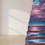 Ocean Sunset Stair Riser Decals - serene purple ocean design detail | Our Phoenix Rise
