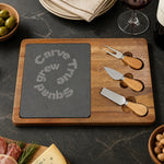 Personalized Acacia Slate Charcuterie Board - Oval serving board with cheese, grapes, and crackers for entertaining | Our Phoenix Rise