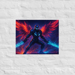 Sci-Fi Warrior Gaming Poster - 16x20 print on white wall mockup | Our Phoenix Rise