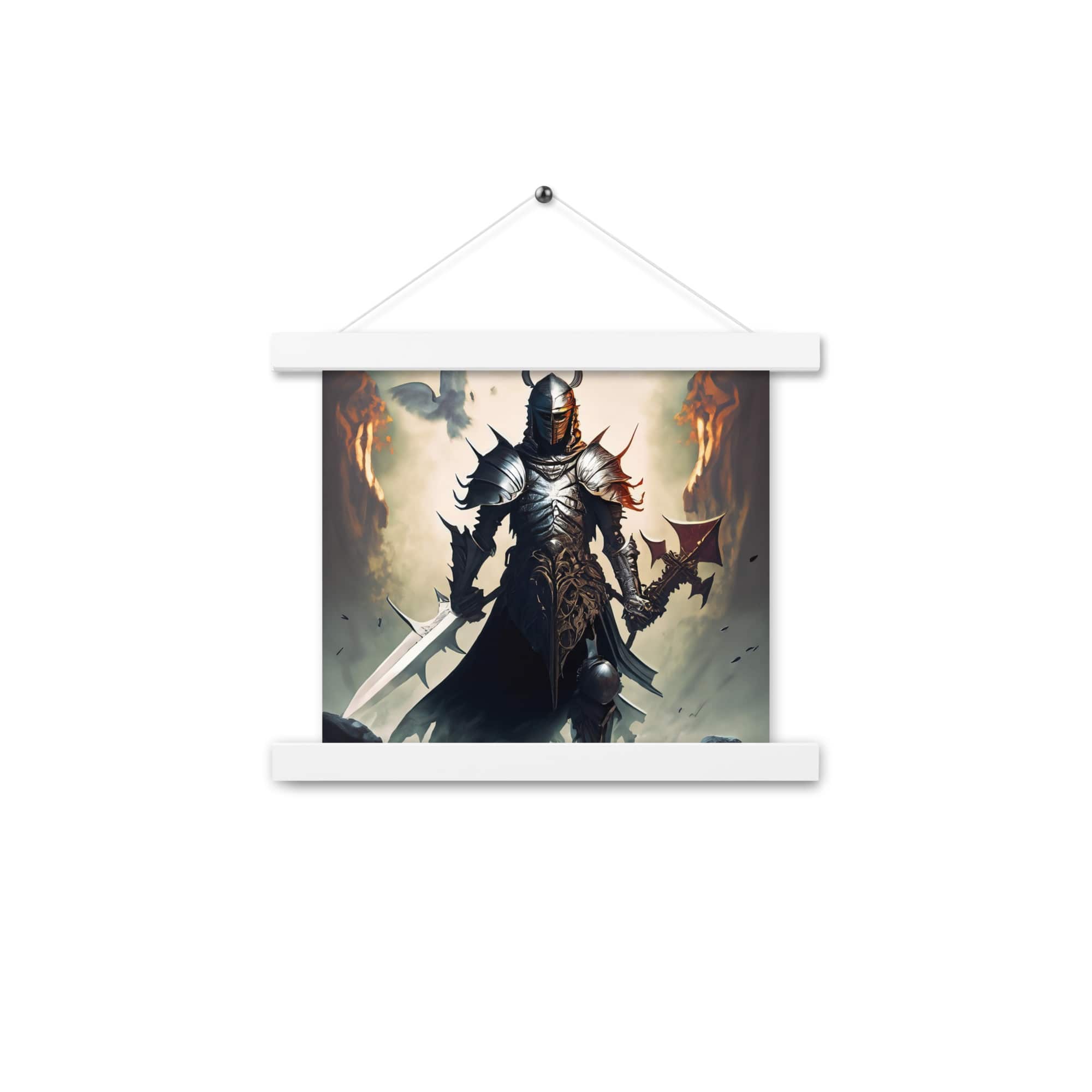 Fantasy Knight Warrior Poster with Wood Hanger