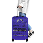 Personalized Family Rules Luggage Cover - Modeled on suitcase by traveler | Our Phoenix Rise