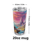 Fantasy Landscape Tumbler - Angled Top View with Lid | Our Phoenix Rise