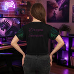 Fantasy Green Dragon Crop Top - Woman wearing lifestyle dynamic pose | Our Phoenix Rise
