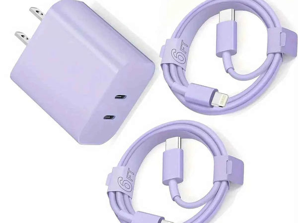 Fast Phone Charger Dual USBC with Lightning Cables