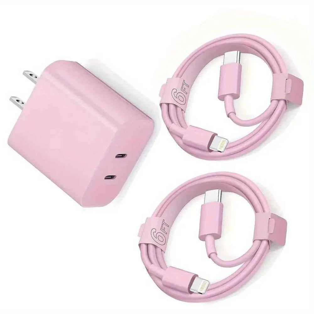 Fast Phone Charger Dual USBC with Lightning Cables
