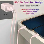 Fast Phone Charger Dual USBC with Lightning Cables