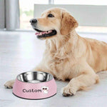 Personalized Photo Pet Bowl - Pink bowl next to golden retriever dog | Our Phoenix Rise
