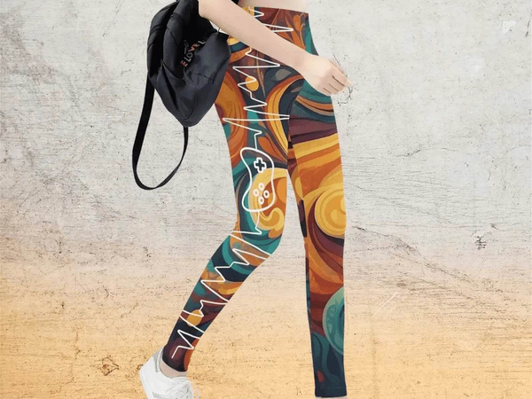 Gamer Floral Print Leggings | Heartbeat Yoga and Game Tights - Iron Phoenix GHG