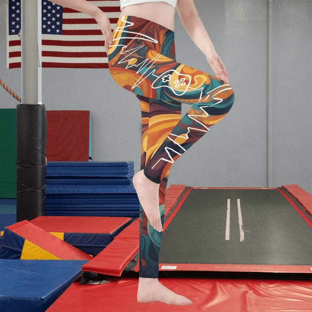 Gamer Floral Print Leggings | Heartbeat Yoga and Game Tights