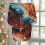 Liquid Metal Abstract Wrap Dress - Pattern Detail Blue Gold | Our Phoenix Rise