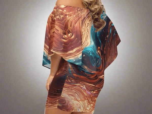 "Liquid Metal" Abstract Print Wrap Dress| Iron Phoenix GHG - Iron Phoenix GHG