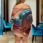 "Liquid Metal" Abstract Beige Wrap Dress| Iron Phoenix GHG