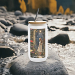 Imagination Garden Frosted Glass Tumbler - Sitting on Garden Table at Sunset | Our Phoenix Rise
