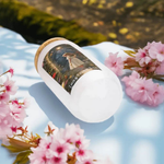 Imagination Garden Frosted Glass Tumbler - On Grass with Blue Wildflowers | Our Phoenix Rise
