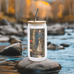Imagination Garden Frosted Glass Tumbler - Placement on Stone Near a Stream | Our Phoenix Rise