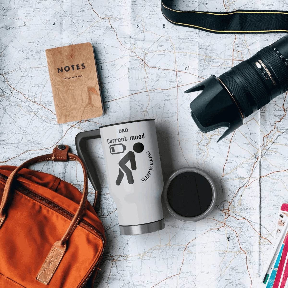 Funny Dad Sleepwalking Travel Mug - 14oz Gift for Gamer Fathers