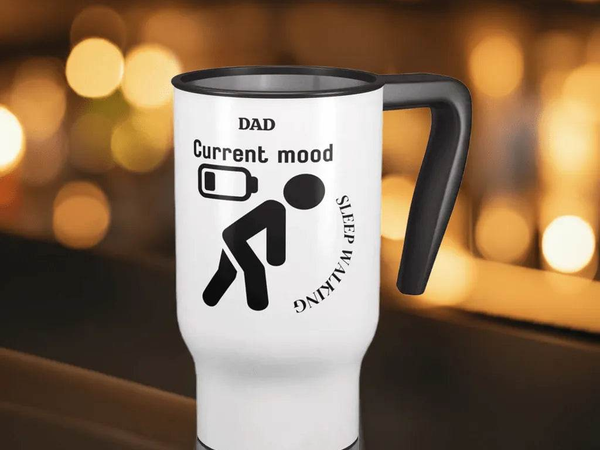 Funny Dad Sleepwalking Travel Mug - 14oz Gift for Gamer Fathers - Iron Phoenix GHG