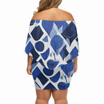 "Blue Abstract" Off-the-Shoulder Dress| Iron Phoenix GHG
