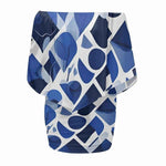 Blue Abstract Off Shoulder Mini Dress - Fabric texture detail | Our Phoenix Rise