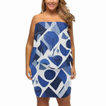 "Blue Abstract" Off-the-Shoulder Dress| Iron Phoenix GHG