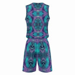 Men's Abstract Basketball Jersey Shorts Set - model wearing on court, side view | Our Phoenix Rise