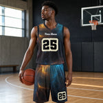 Custom Galaxy Basketball Jersey Set - Full Body View of Space Themed Uniform | Our Phoenix Rise