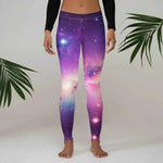 Purple Galaxy Print Leggings - Close up of shimmering pink and purple nebula - Detail 36 | Our Phoenix Rise