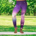 Purple Galaxy Print Leggings - Vibrant cosmic pattern against grey background - Detail 40 | Our Phoenix Rise