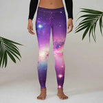 Galaxy Print Leggings - Close up of shimmering purple and pink design | Our Phoenix Rise
